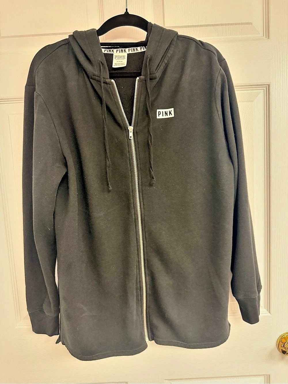 Victoria's Secret PINK Full-Zip Hoodie in Black Size Medium